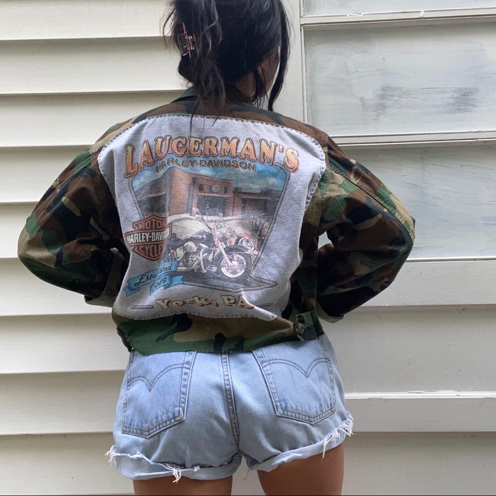 1980S VINTAGE HARLEY DAVIDSON CUSTOM HAND MADE ONE OF A KIND CAMO JACKET
